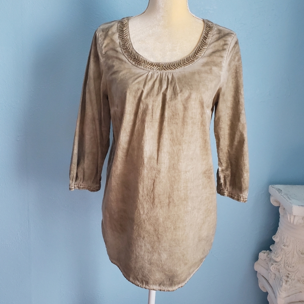 S. Oliver beaded vintage wash tunic top A74